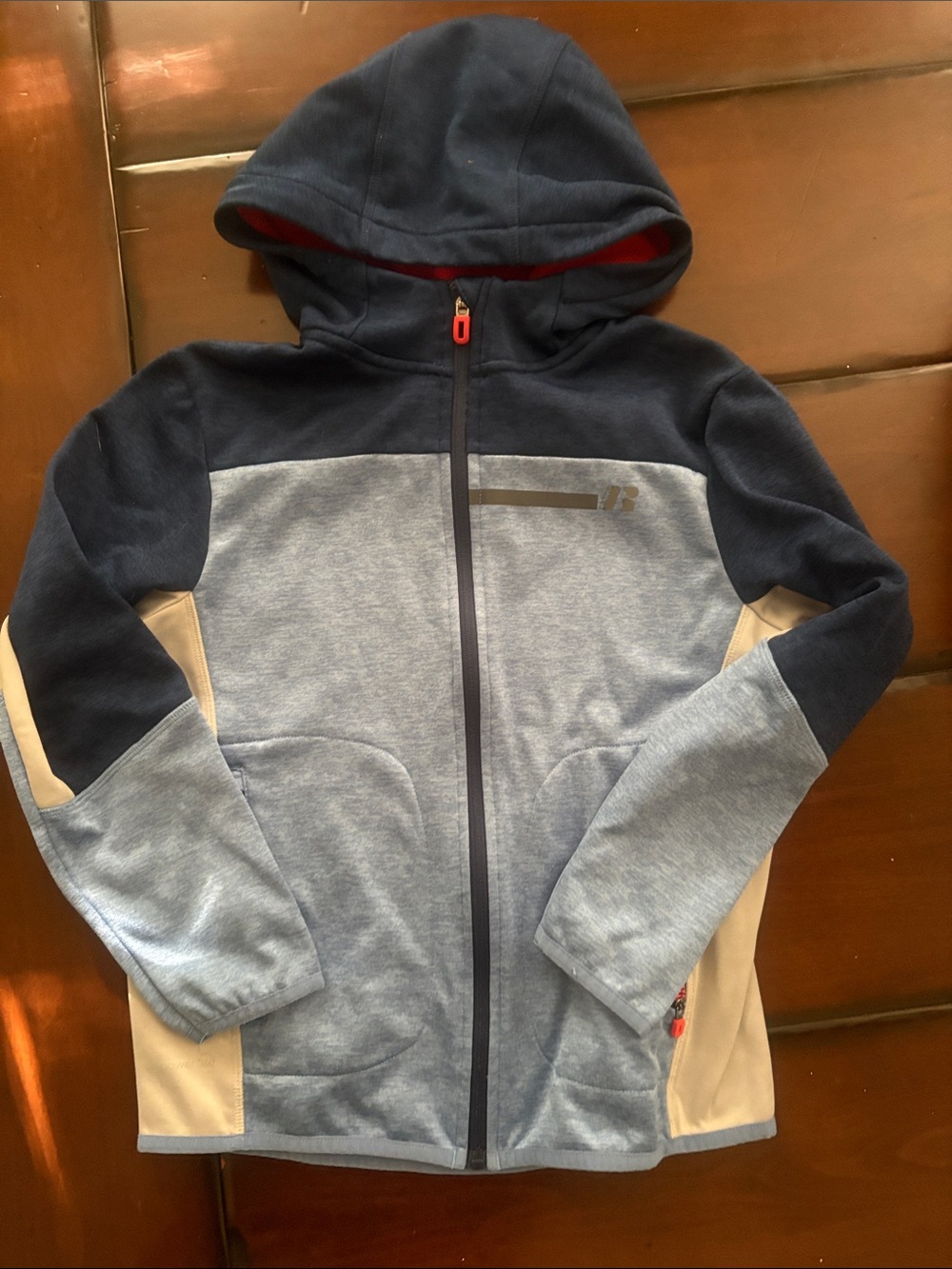 Russell Athletics Youth Colorblock Hooded Zip Jacket - Navy & Light Gray